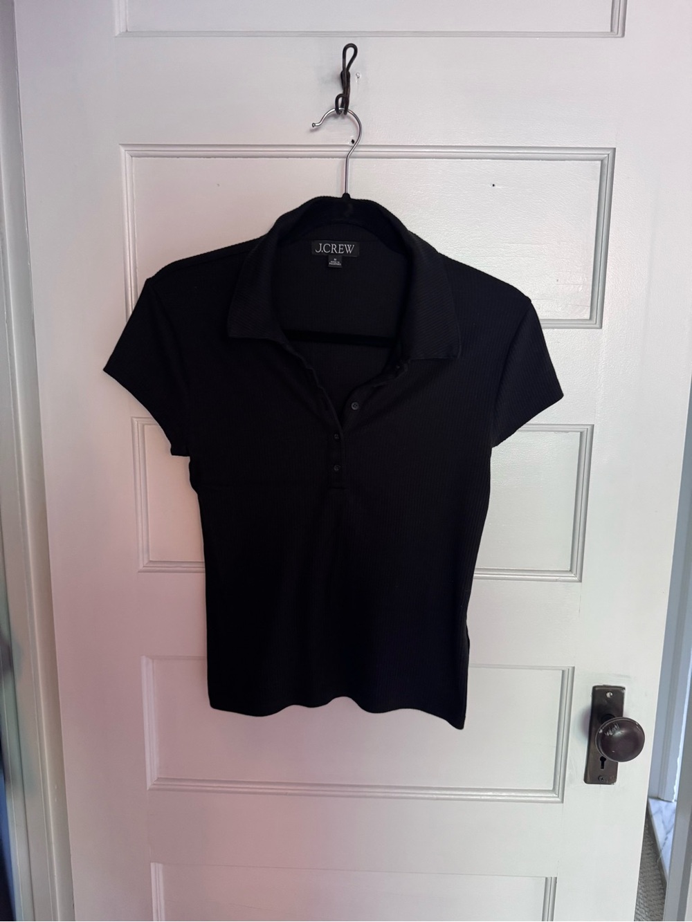 J. Crew Black Ribbed Slim Fit Polo Shirt - Short Sleeve Size Medium (runs small)